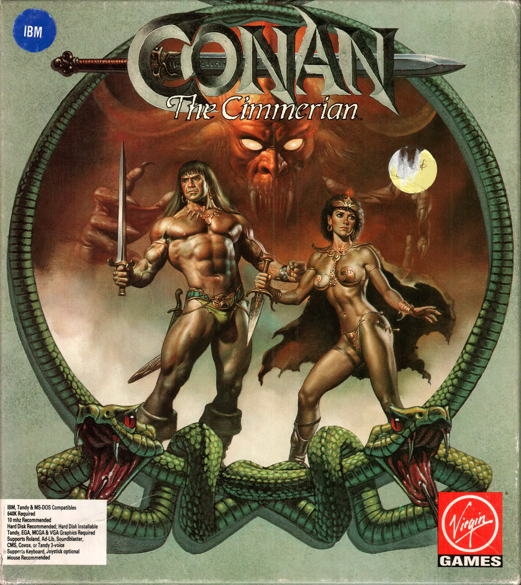 Hi-res scan of the front cover artwork of Conan: The Cimmerian (1991, PC, US); developed by , published by ; Hi-res 3D box available at https://bigboxcollection.com